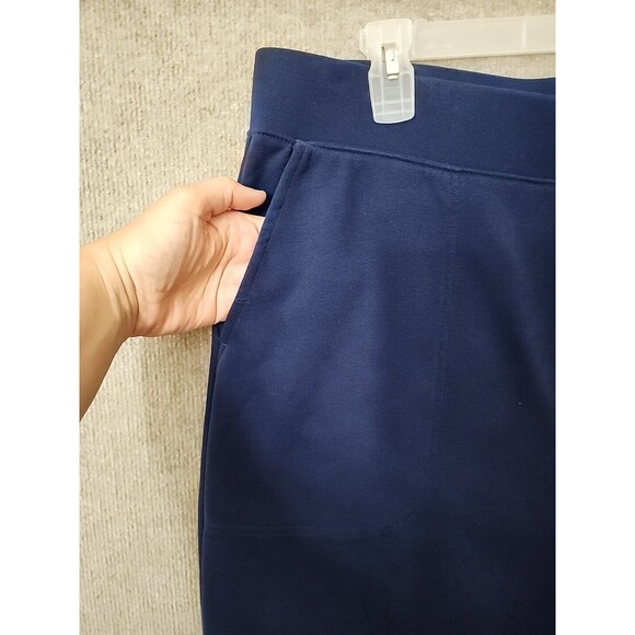 Lands End Serious Sweats Pants Womens XL Tall 18 Navy Blue Wide Leg NWOT - Picture 2 of 6